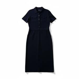 Theory Military Polo Midi Dress in Admiral Crepe